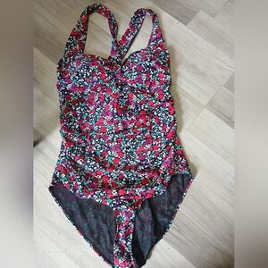 Torrid Floral One-Piece Swimsuit in Red and Black - Classic Kids Swimwear